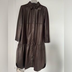 Brown real leather dress small